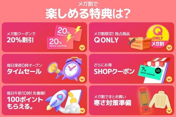 Qoo10（キューテン）メガ割の特長