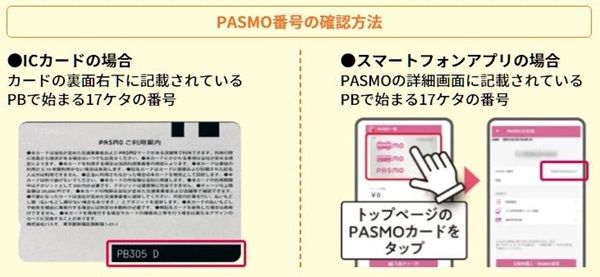 PASMO番号の確認方法