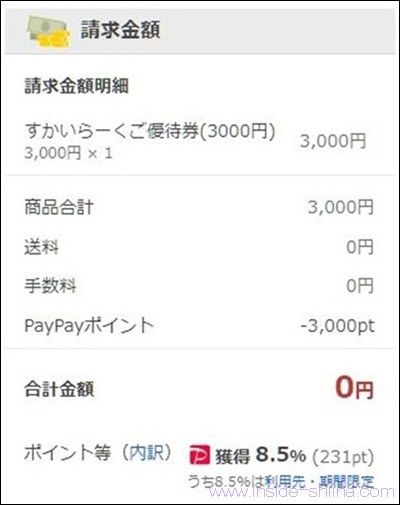 PayPayポイント（期間限定）ですかいらーく購入！