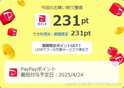 PayPayポイント（期間限定）の付与少し先