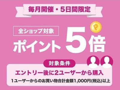 楽天ROOMで2ユーザーから購入するとポイント＋4倍！3/30は勝ったら倍＋1倍、0のつく日＋1倍も！事前エントリー必須！