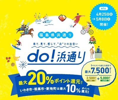 2025/5/8まで！福島県浜通り地域の15市町村でau PAY、d払い、PayPay、楽天ペイが最大20%還元！