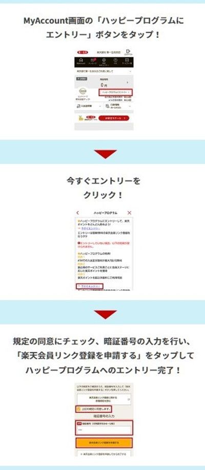 参考：楽天銀行のハッピープログラムのエントリー方法！