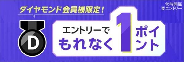 ダイヤモンド会員はエントリーするだけで楽天ポイント1ポイントが貰える!楽天カードのキャンペーン!