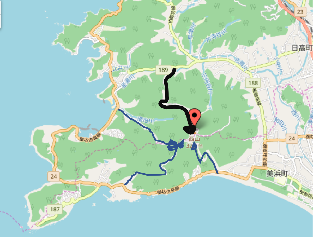 日高町や美浜町など日高地域からの西山への登り方