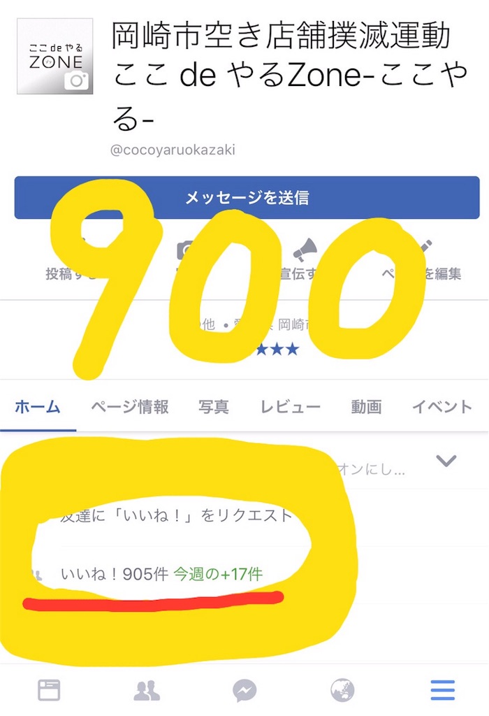 感謝 ここやるへのfacebook いいね が900を超えました ここやる活動ブログ 愛知県岡崎市 空き店舗撲滅運動ここdeやるzone