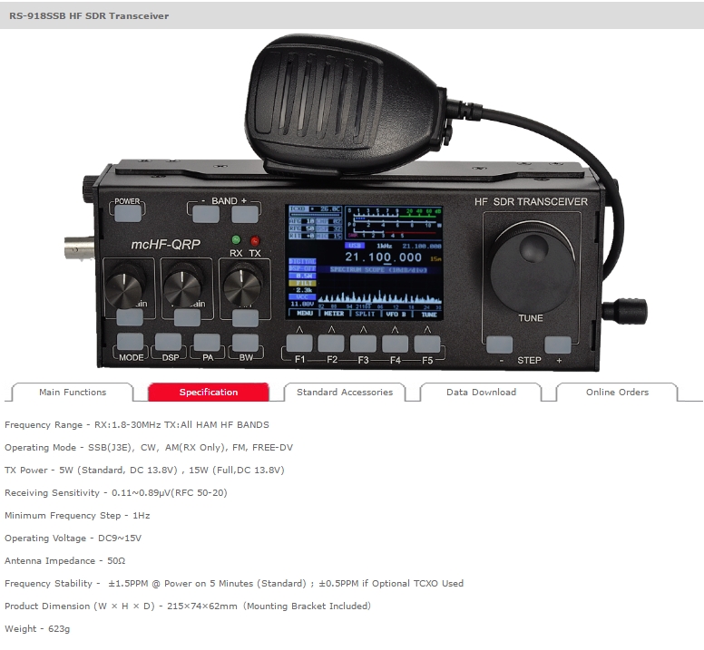 トランシーバー HF SDR QRP TRANSCEIVER Hangeek USDR+ 5W QRP HF 8-Band SDR Transceiver - Full Mode