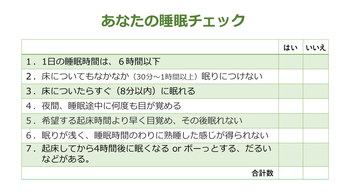 あなたの睡眠チェック
