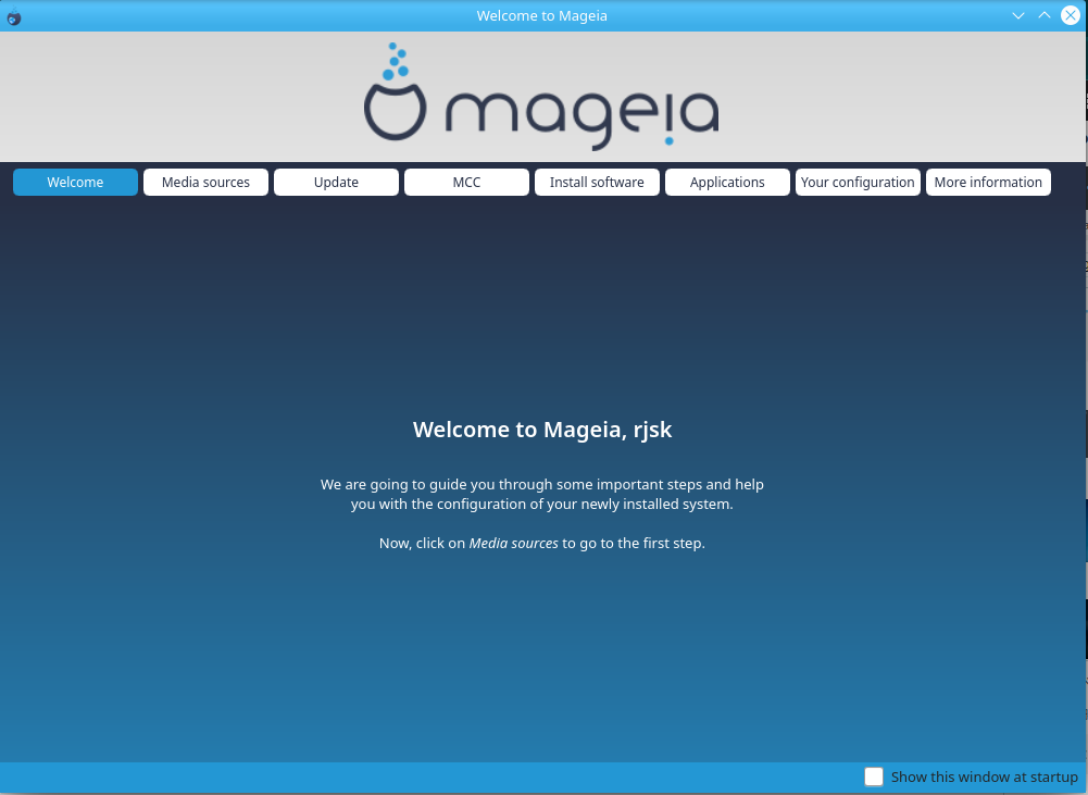 mageia-welcome welcome page