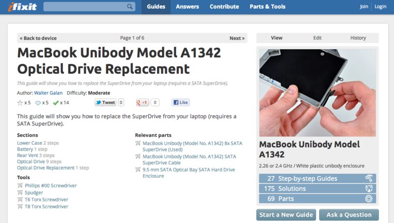 http://www.ifixit.com/Guide/MacBook-Unibody-Model-A1342-Optical-Drive-Replacement/1673/1