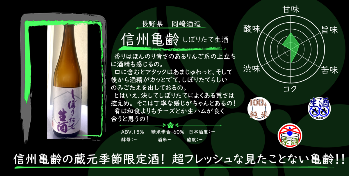 信州亀齢 しぼりたて生酒