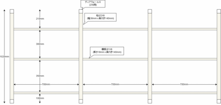 カウンター下棚設計図