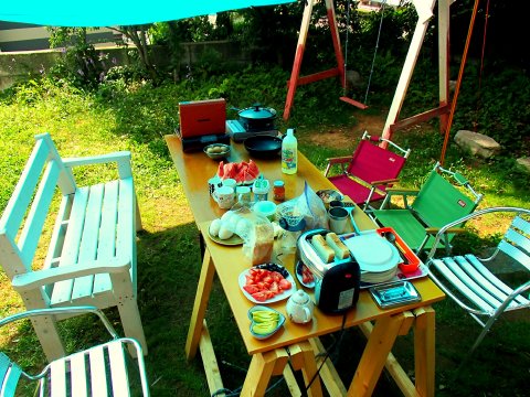 庭でｂｂｑ そして朝食 都会の実家から田舎の我が家に逆里帰り 田舎に暮らすぞ計画