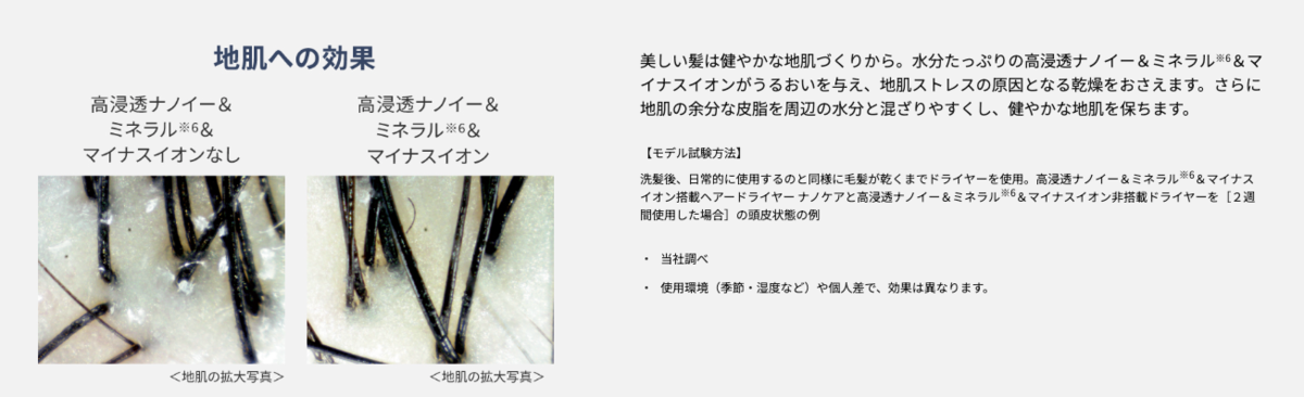 ナノイー&ミネラルで髪がしっとりまとまる