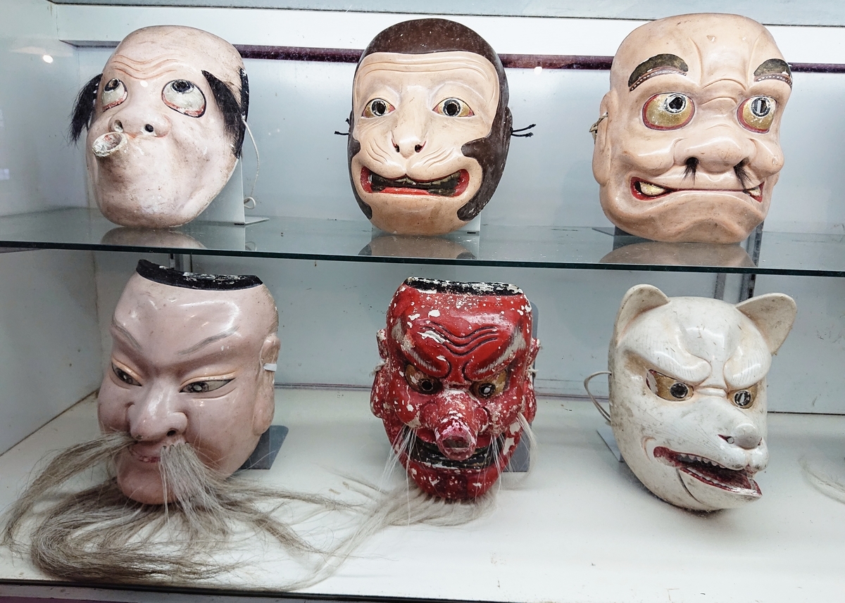 木製猿面 神楽面 岩根沢三山神社】太々神楽 木面（1）サルタヒコ、ウガノミタマ