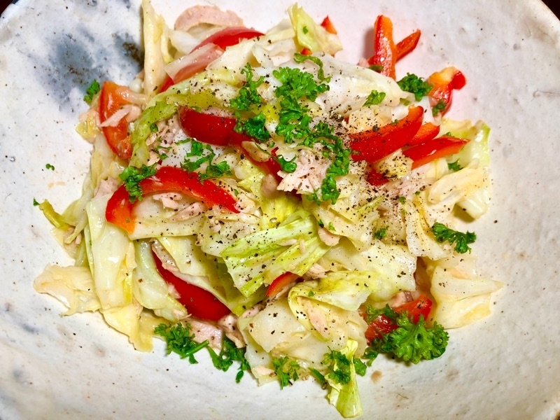 ツナとキャベツのペペロンチーノを撮った写真