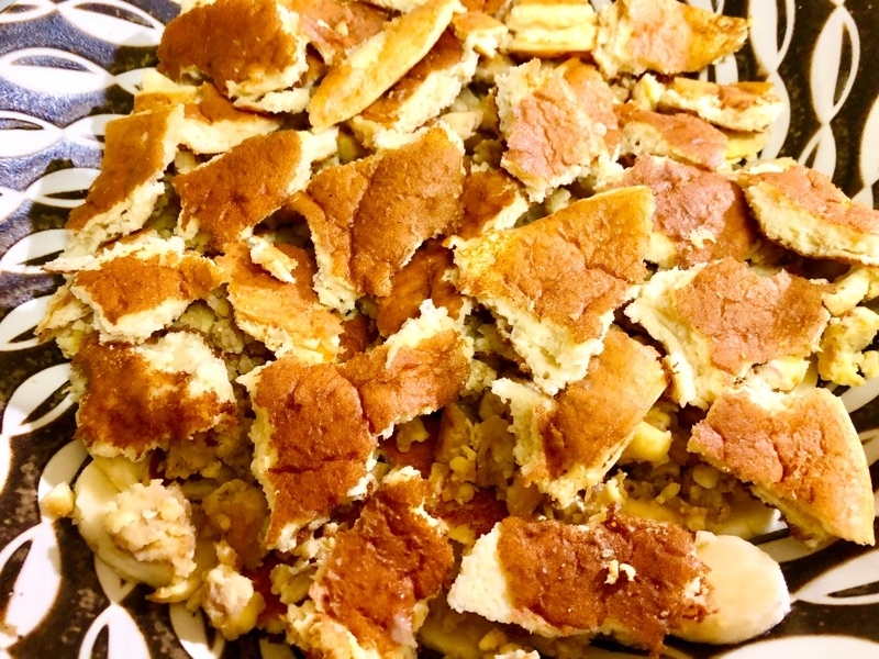 パンケーキを敷き詰めて撮った写真