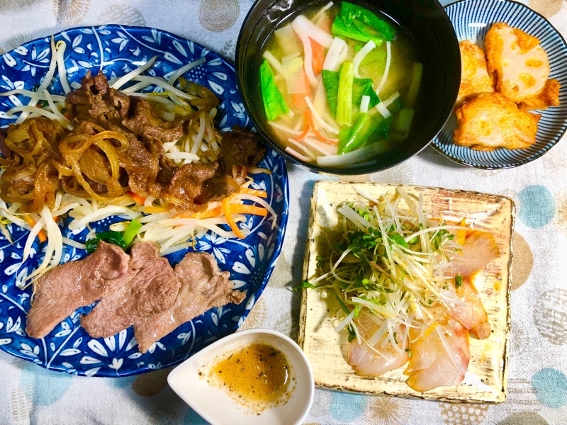 鯛のカルパッチョの夕食を撮った写真