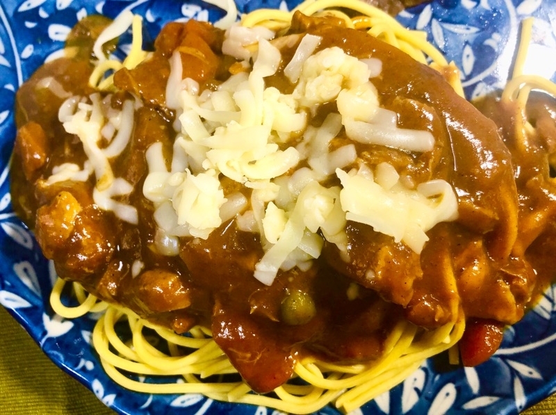 低糖質麺のカレースパゲッティを撮った写真