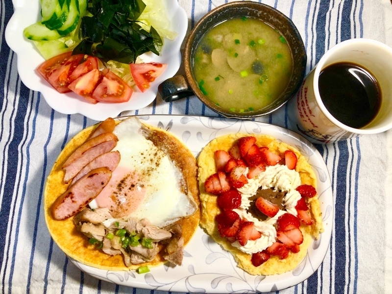 低糖質パンケーキのランチを撮った写真