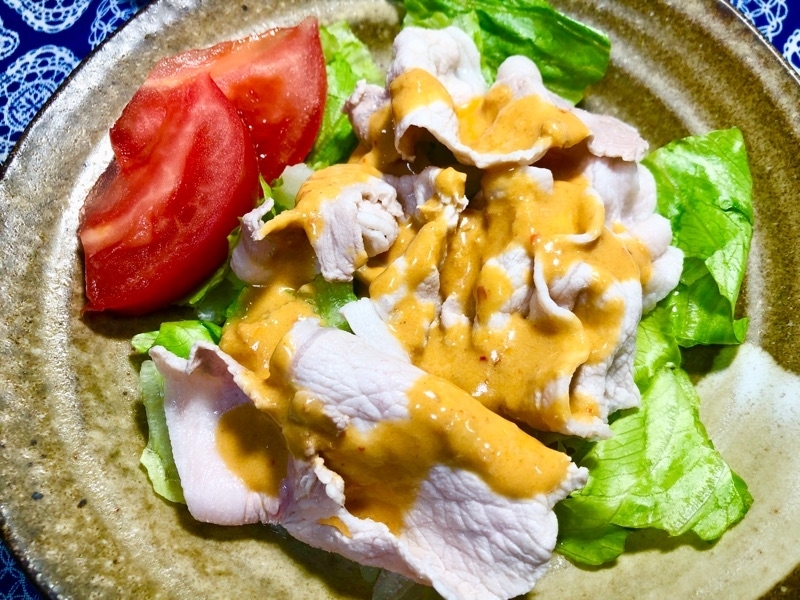 手作りピリ辛ゴマダレの豚しゃぶを撮った写真