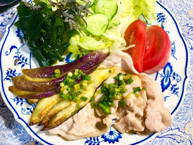 ナスと豚ロースのネギだれがけを撮った写真