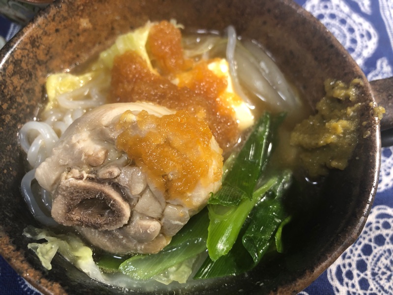 水炊きを取り分けて撮った写真