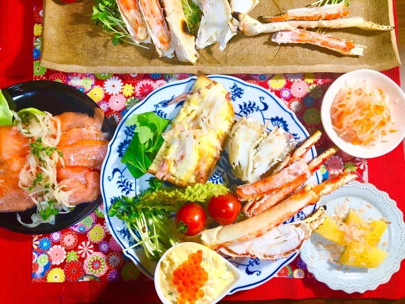 焼きタラバ蟹の夕食を撮った写真