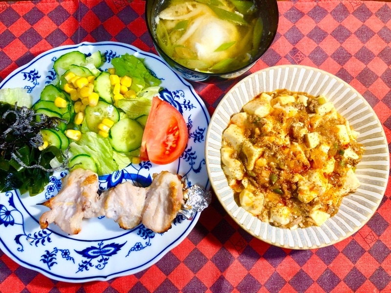 マーボー豆腐の夕食を撮った写真