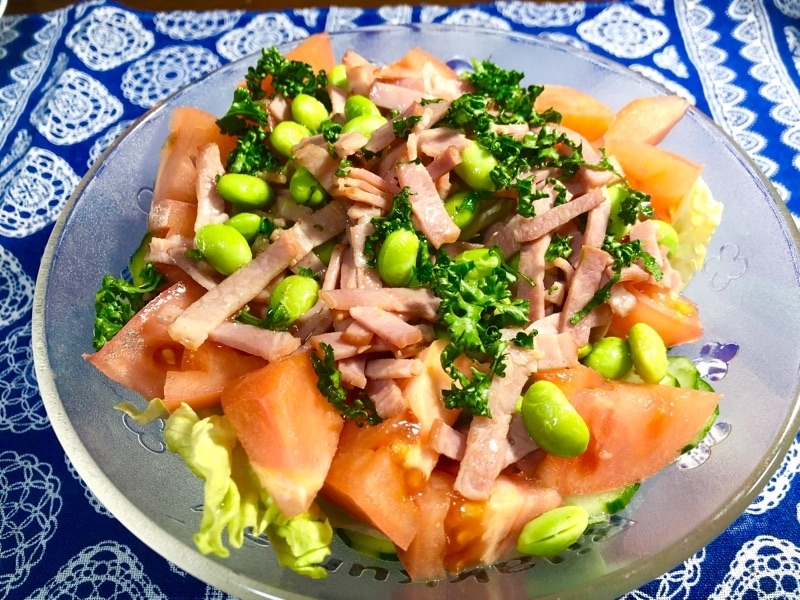 枝豆とベーコンのサラダを撮った写真