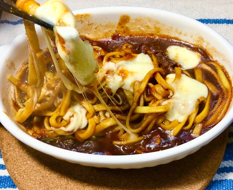 チーズが伸びるところを撮った写真