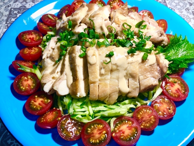 花付きキュウリのバンバンジーを撮った写真