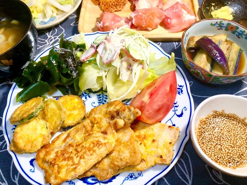 豚ロースとズッキーニのジョンの夕食を撮った写真