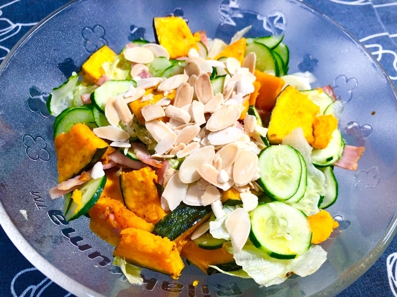 アーモンドスライスをのせて撮った写真