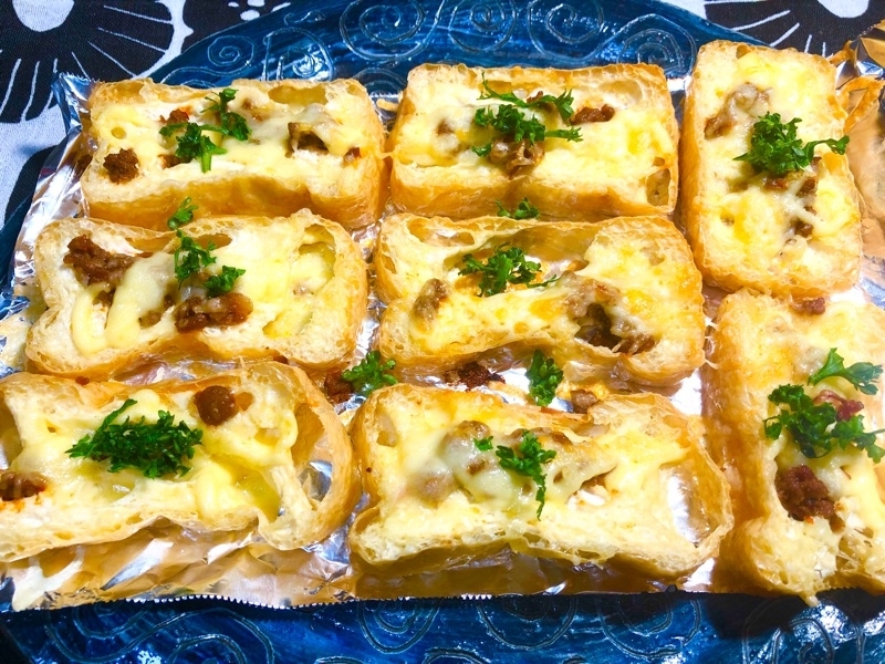 栃尾揚げの肉みそチーズ焼きを撮った写真