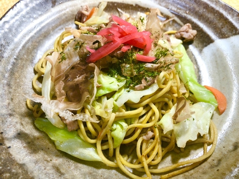 低糖質麺のキャベツ焼きそばを撮った写真