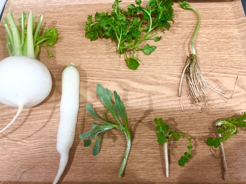 すずしろ・すずな・はこべら・せり・ごぎょう・ほとけのざ・なずなを撮った写真