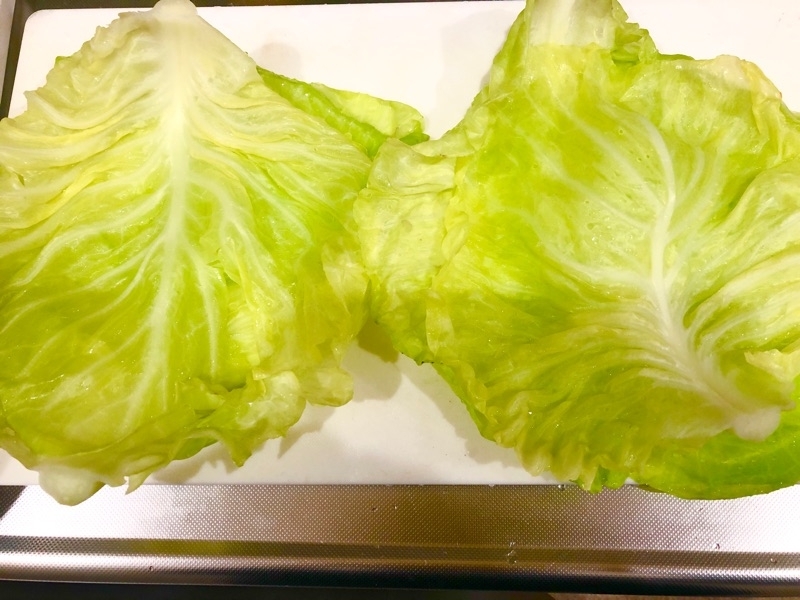 茹でたキャベツを撮った写真