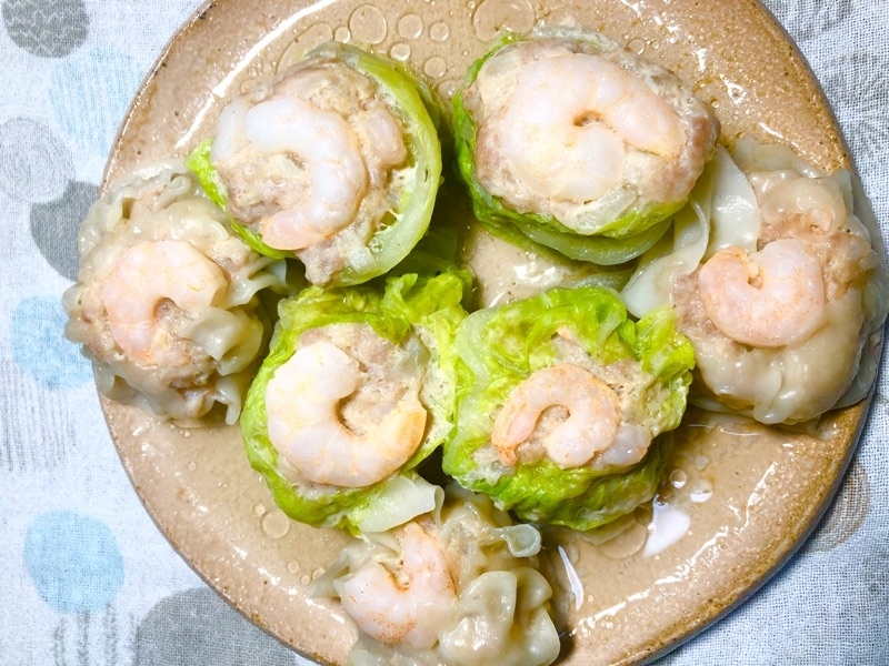 レンジで作ったエビシュウマイを撮った写真