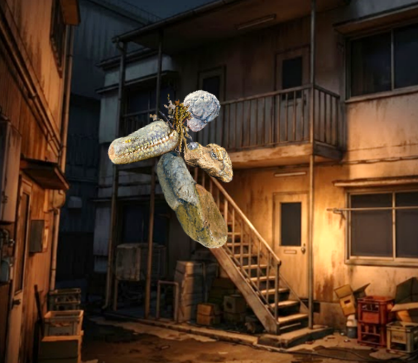 おじいさんの部屋の前に運ぶイラスト