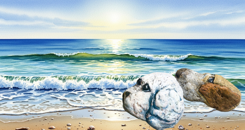 海に着いたところのイラスト