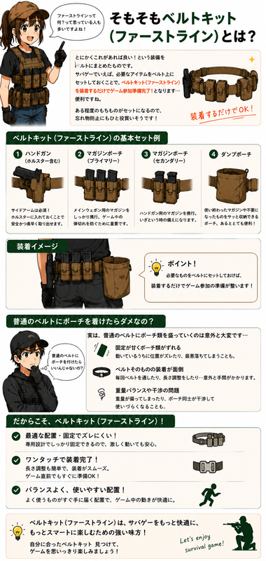 サバゲーのベルト装備を安く組む方法 | 初心者向けファーストライン