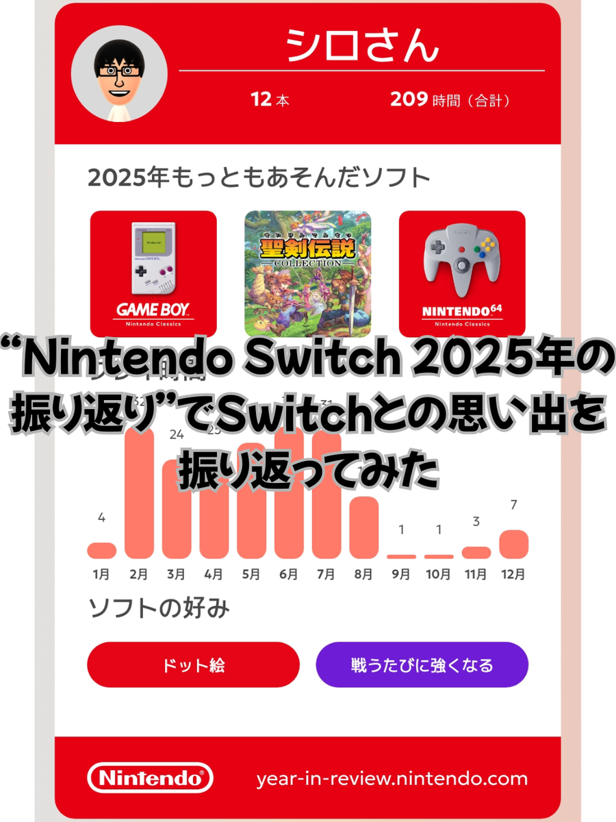 Nintendo Switch 2025年の振り返り”でSwitchとの思い出を振り返って