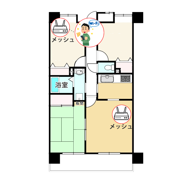 メッシュWiFiサテライトは親機の電波が弱くなった場所に置くのが良い