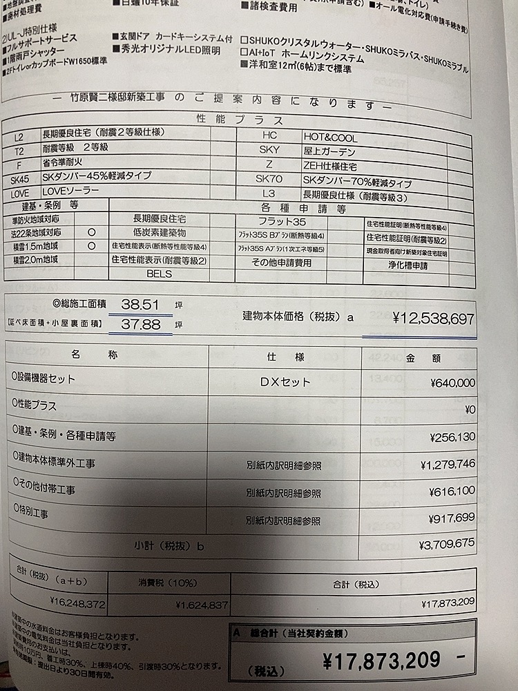 秀光ビルドの坪単価は 実際の見積もりから計算してみた 秀光ビルドで注文住宅を建てちゃった