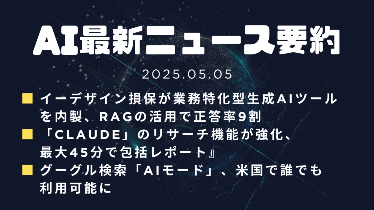 AI最新ニュース要約（2025年5月5日）