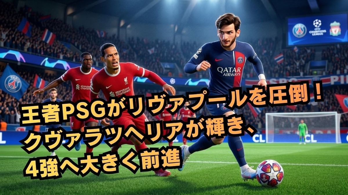 王者PSGがリヴァプールを圧倒!クヴァラツヘリアが輝き、4強へ大きく前進