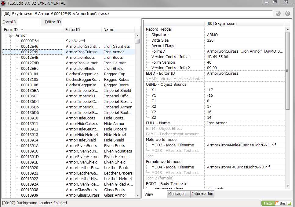 f:id:Kutsumiya:20150315141145j:plain TES5EDITでArmorの項目をさわる