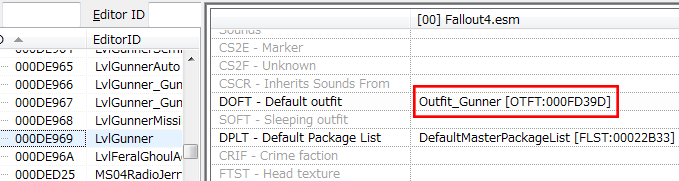 適用されないDefaultOutfit