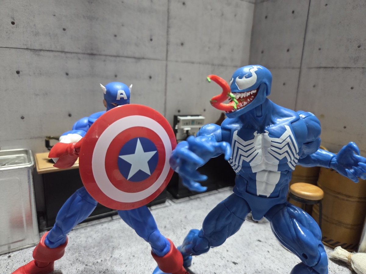 キャプテンアメリカ VS ヴェノム VS リュウ　フィギュアセット レビュー マーベルレジェンド【まさかの2パック！】キャプテンアメリカ